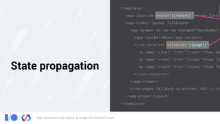 Web Components with Polymer @ Google I/O, Extended Cuiabá
State propagation
 