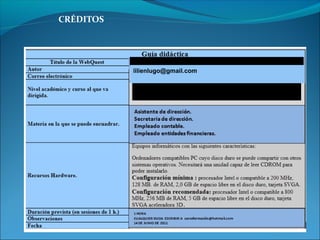 CRÉDITOS
Módulo Técnicas de Comunicación
Cursos formación ocupacional
Módulo Técnicas de Comunicación
lilienlugo@gmail.com
 