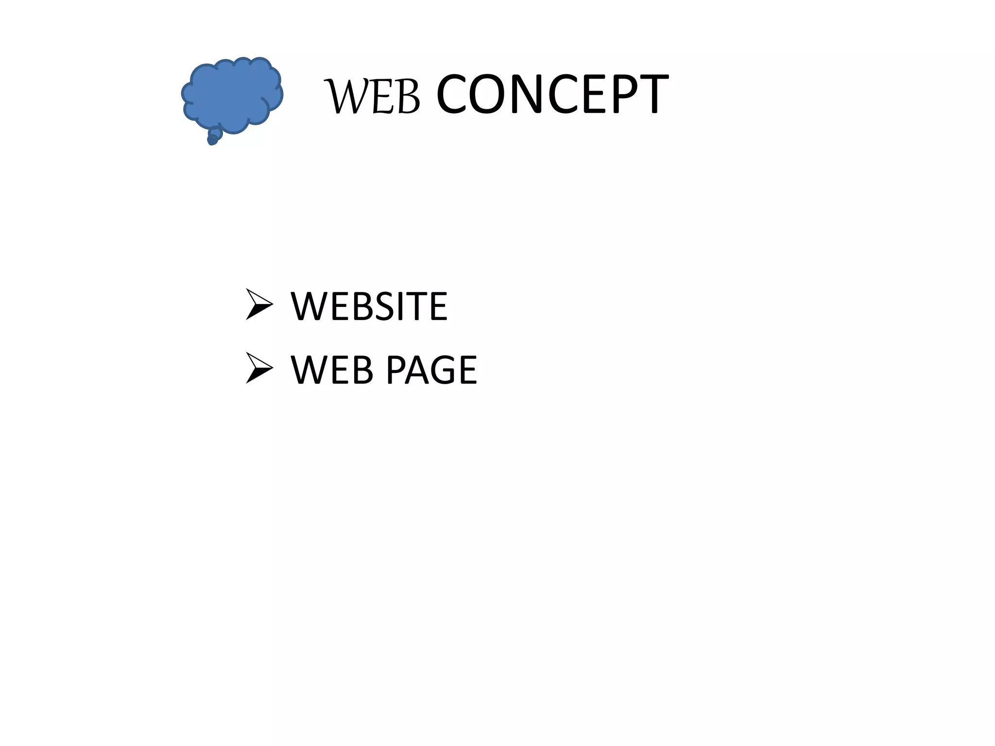 WEB CONCEPT
WEBSITE
WEB PAGE
