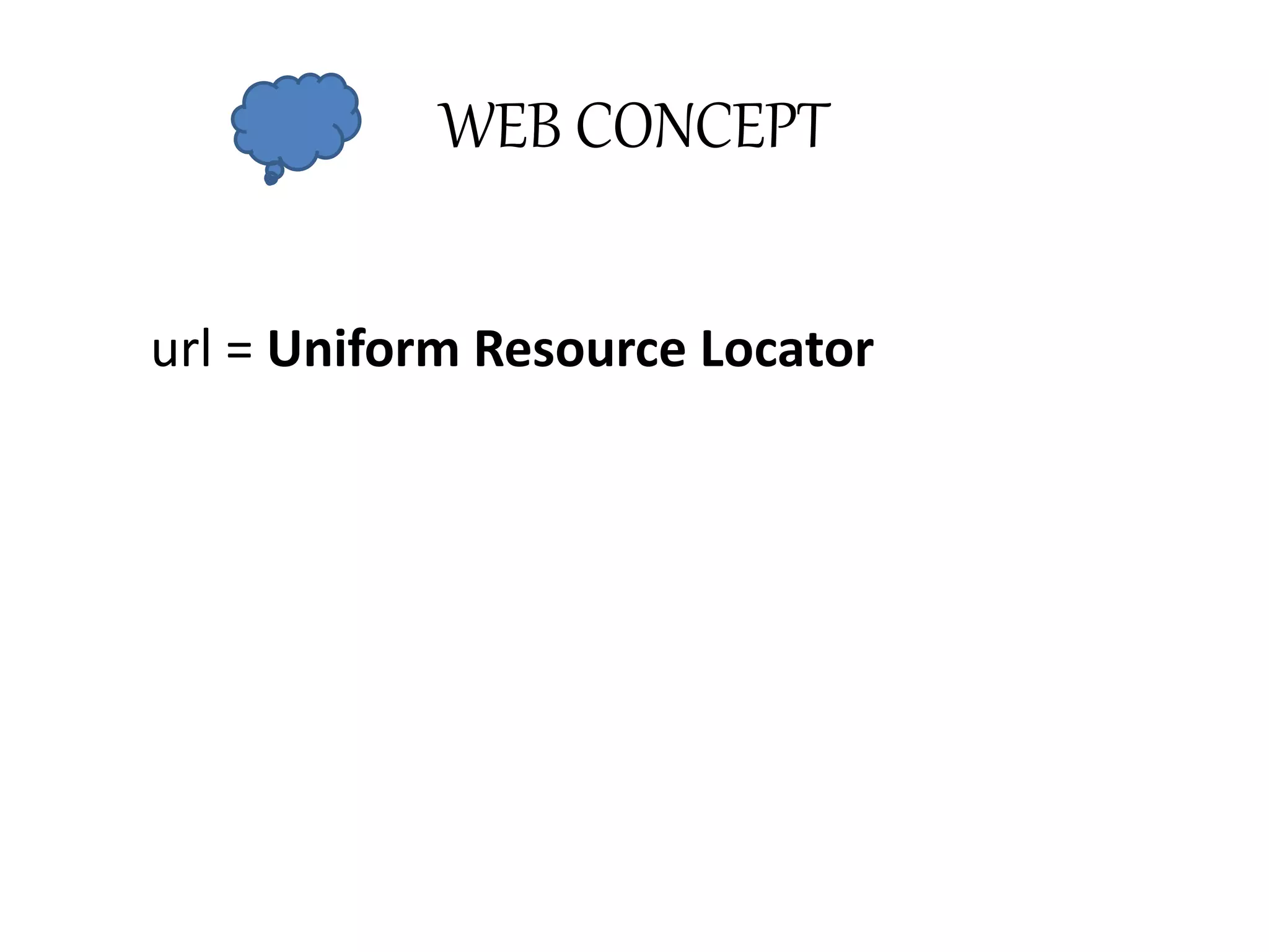 WEB CONCEPT
url = Uniform Resource Locator