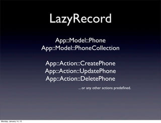 LazyRecord
                              App::Model::Phone
                         App::Model::PhoneCollection

         ...