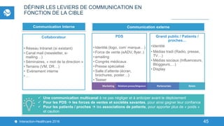 45Interaction-Healthcare 2016 45
DÉFINIR LES LEVIERS DE COMMUNICATION EN
FONCTION DE LA CIBLE
 Une communication multican...