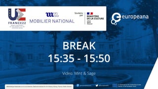 BREAK
15:35 - 15:50
Video: Mint & Sage
 