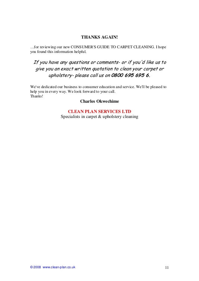 Carpet Cleaning Free Consumer Guide-Clean Plan Services