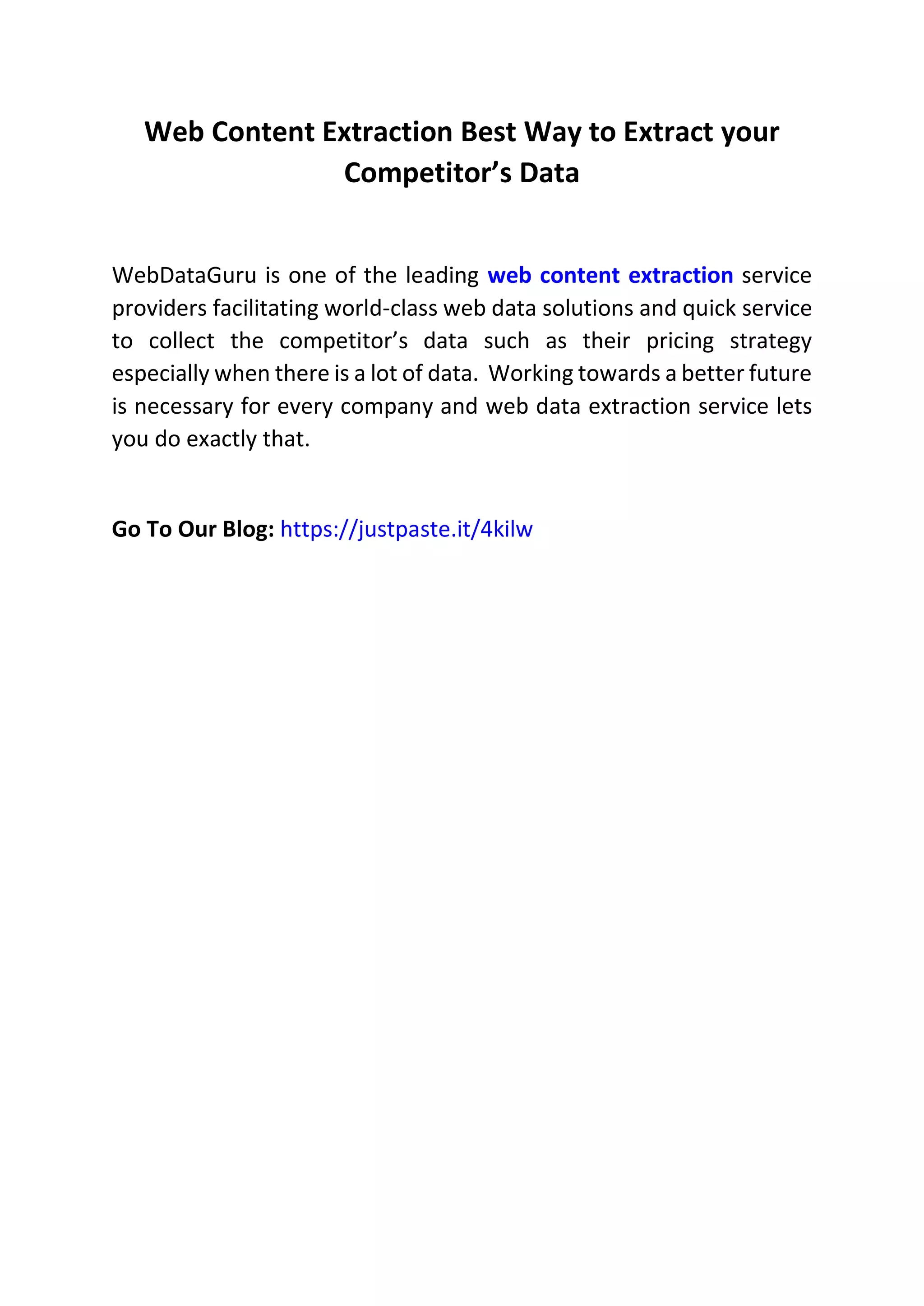 Web Content Extraction Best Way to Extract your Competitor’s Data | PDF