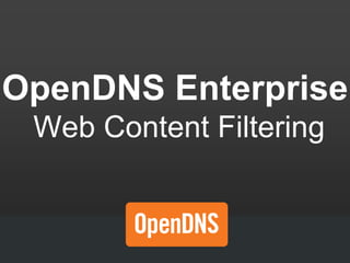 OpenDNS Enterprise
 Web Content Filtering
 