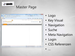Master PageLogoKey VisualNavigationSucheMeta NavigationLoginCSS Referenzen…