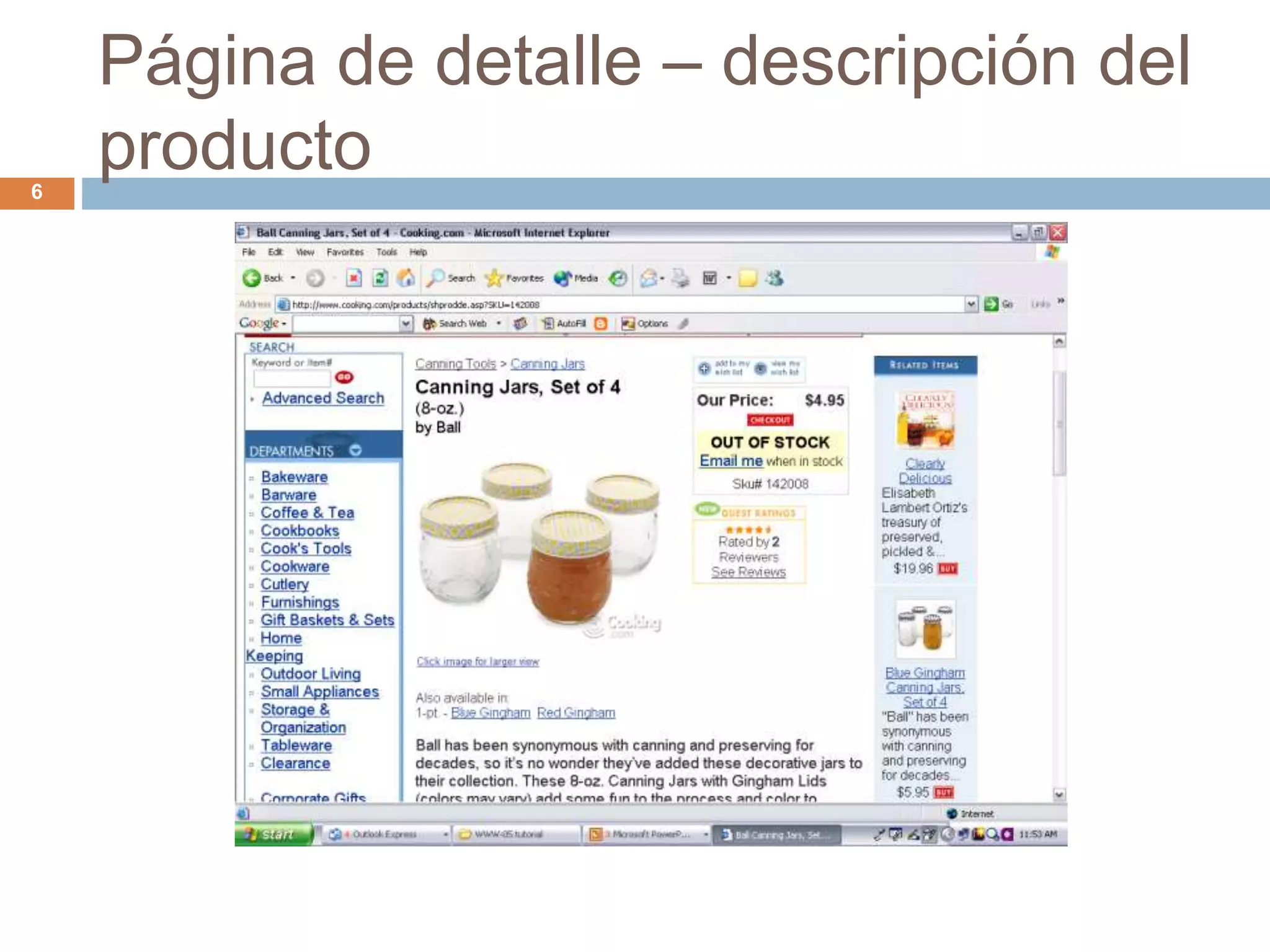 Página de detalle – descripción del
producto6
 
