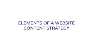 ELEMENTS OF A WEBSITE
CONTENT STRATEGY
 