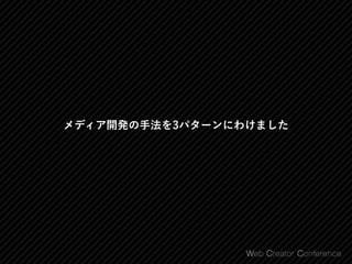 メディア開発の手法を3パターンにわけました
 