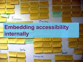 Testing for accessibility Embedding accessibility  internally 