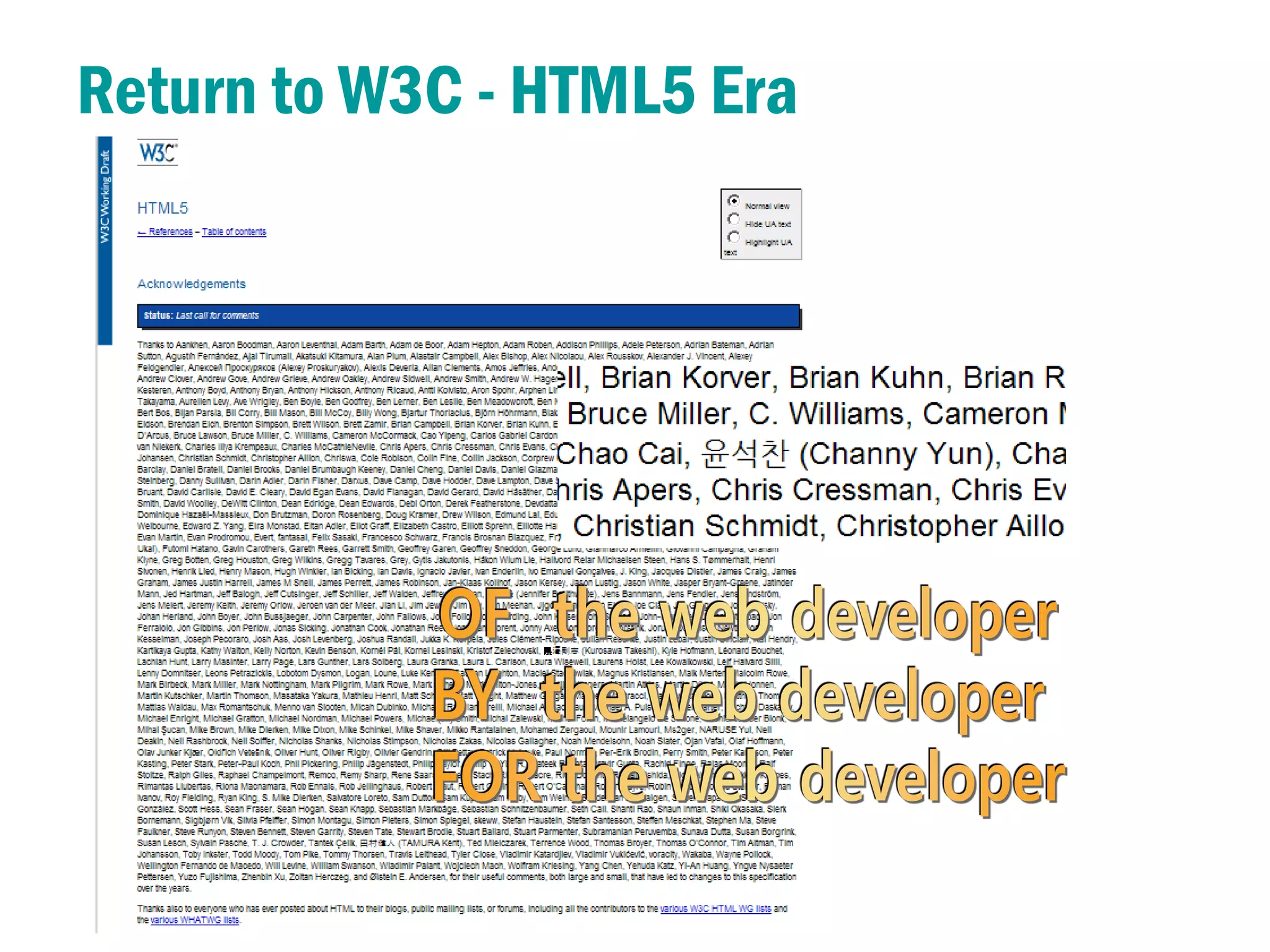 Return to W3C - HTML5 Era
 