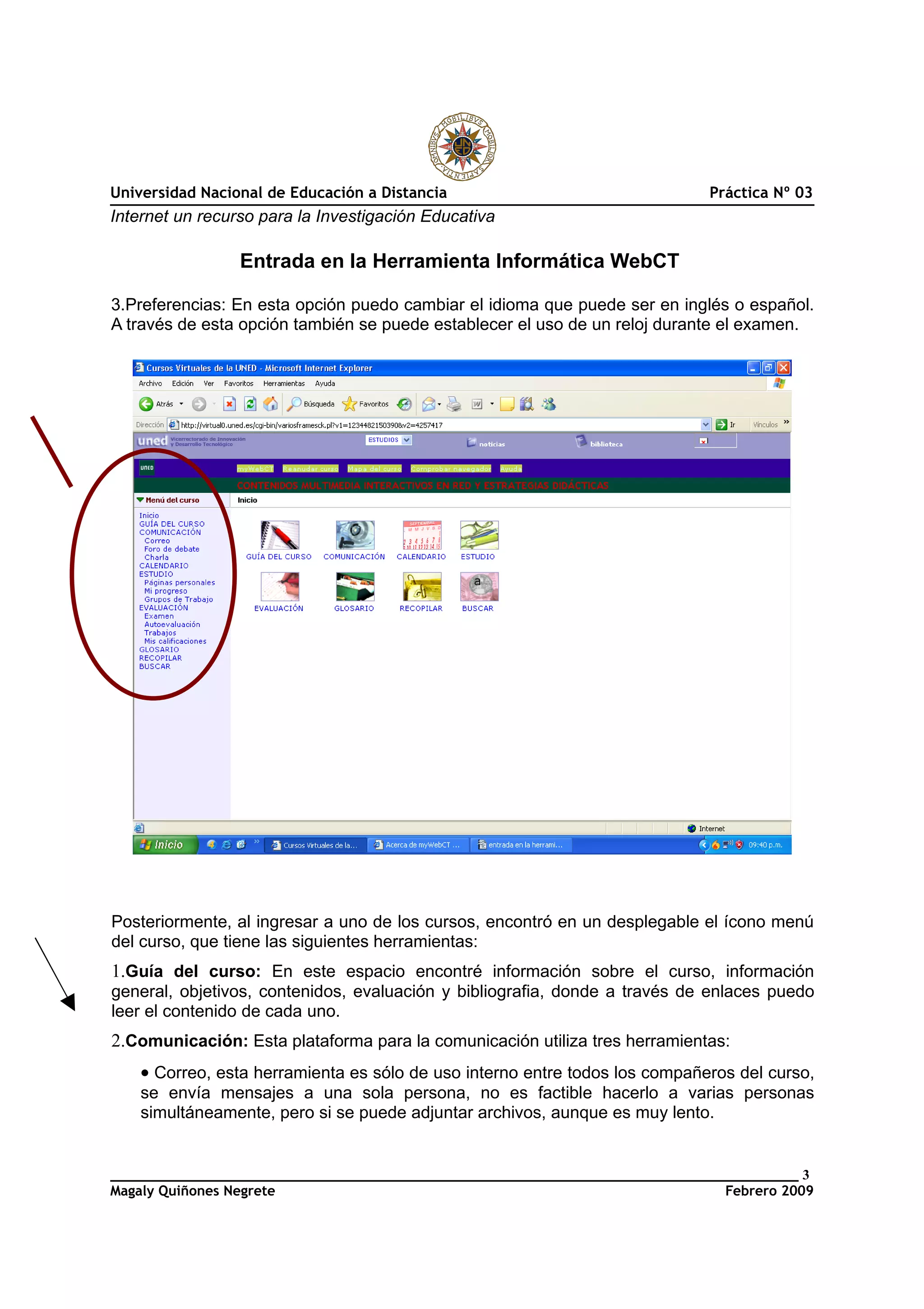 Entrada a la herramienta WebCT