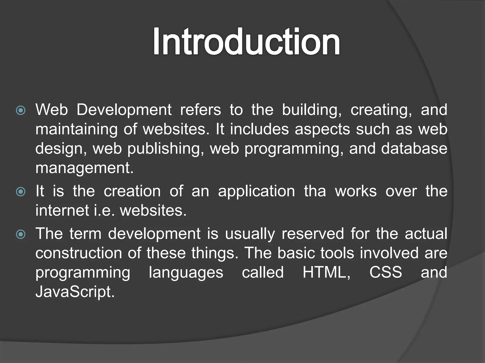 Web Development Introduction for beginners | PPTX | Web Development ...