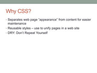 WEBD 162: Intro to CSS | PPT