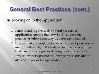 Web Database Server Best Practices