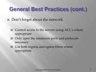 Web Database Server Best Practices