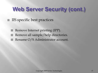 Web Database Server Best Practices