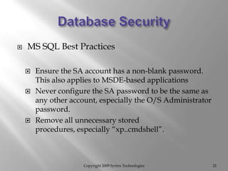 Web Database Server Best Practices