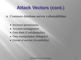 Web Database Server Best Practices