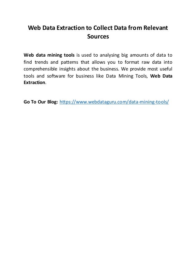  Data Mining Tools to Collect Data from Relevant Sources PDF