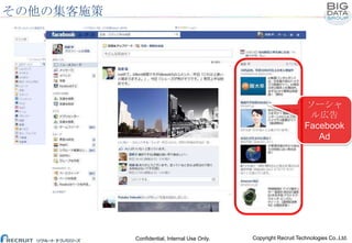 その他の集客施策

バナー広告
ソーシャ
ル広告
Facebook
Ad

Confidential, Internal Use Only.

Copyright Recruit Technologies Co.,Ltd.

 
