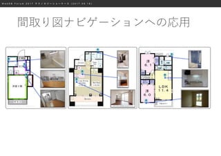 W e b D B F o r u m 2 0 1 7 テ ク ノ ロ ジ ー シ ョ ー ケ ー ス ( 2 0 1 7 . 0 9 . 1 8 )
間取り図ナビゲーションへの応用
 