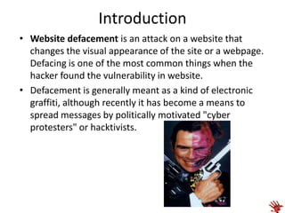 Cross Site Scripting - Web Defacement Techniques | PPTX
