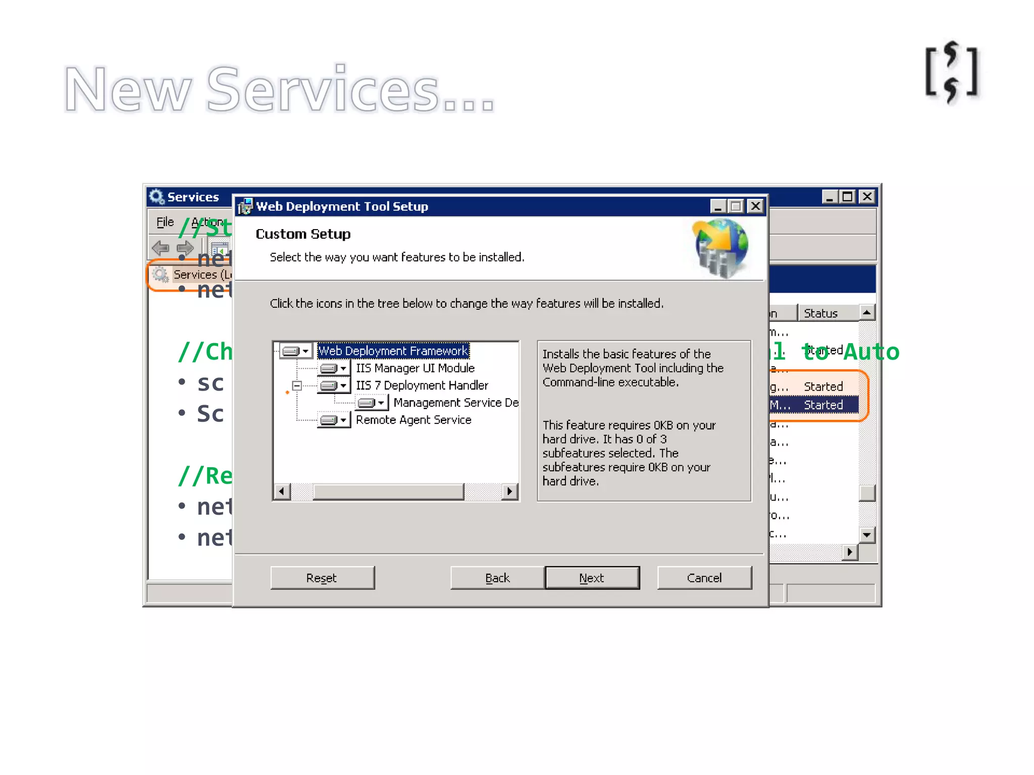 New Services…//Stop the Servicesnet stop msdepsvc