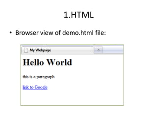 1.HTMLBrowser view of demo.html file: