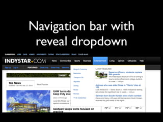 Navigation bar with
 reveal dropdown
 