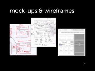 mock-ups & wireframes




                        13
 