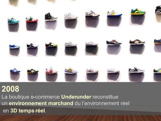 2008 La boutique e-commerce  Underunder  reconstitue  un  environnement marchand  du l’environnement réel  en  3D temps réel .   