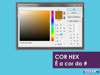 COR HEX
É a cor do #
 