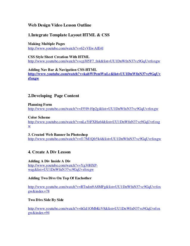 web design 1 2 lesson outline lesson outline
