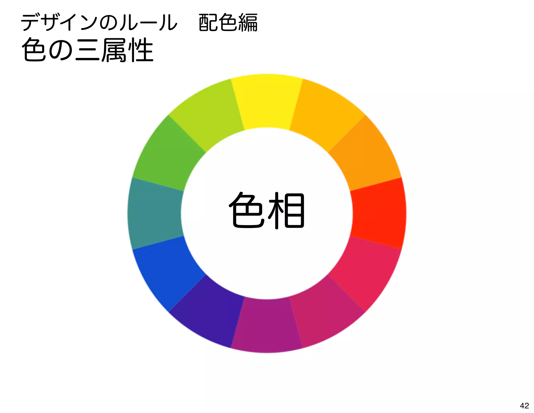 デザインのルール 配色編
色の三属性




          色相



               42
 