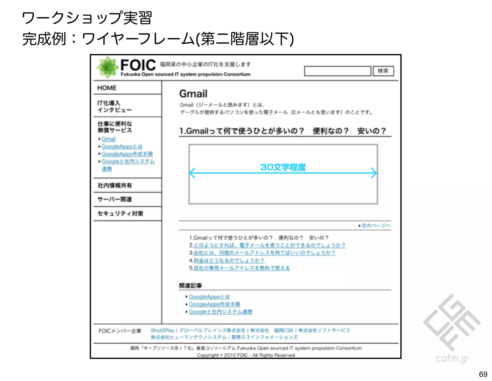 ワークショップ実習
完成例：ワイヤーフレーム(第二階層以下)




                       69
 