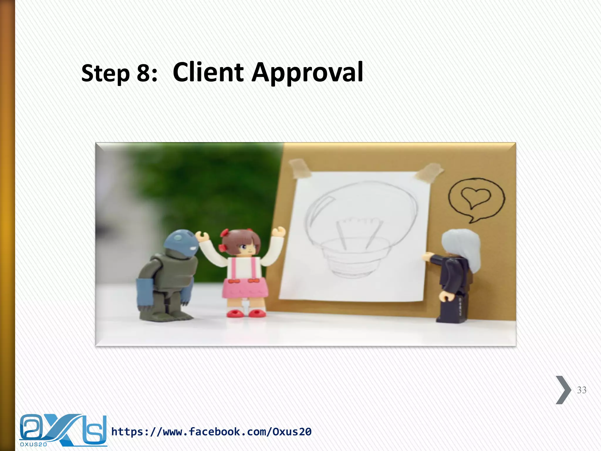 33 
https://www.facebook.com/Oxus20 
Step 8: Client Approval  