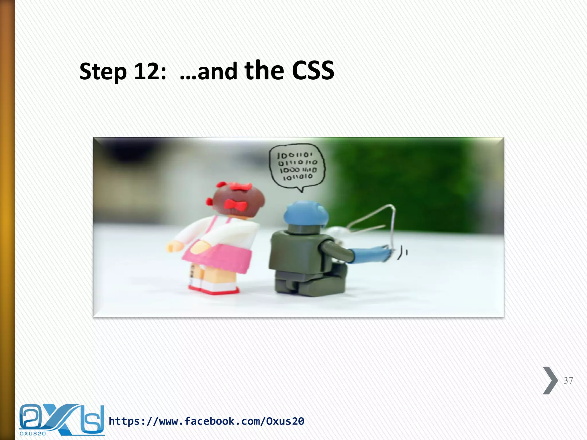 37 
https://www.facebook.com/Oxus20 
Step 12: …and the CSS  