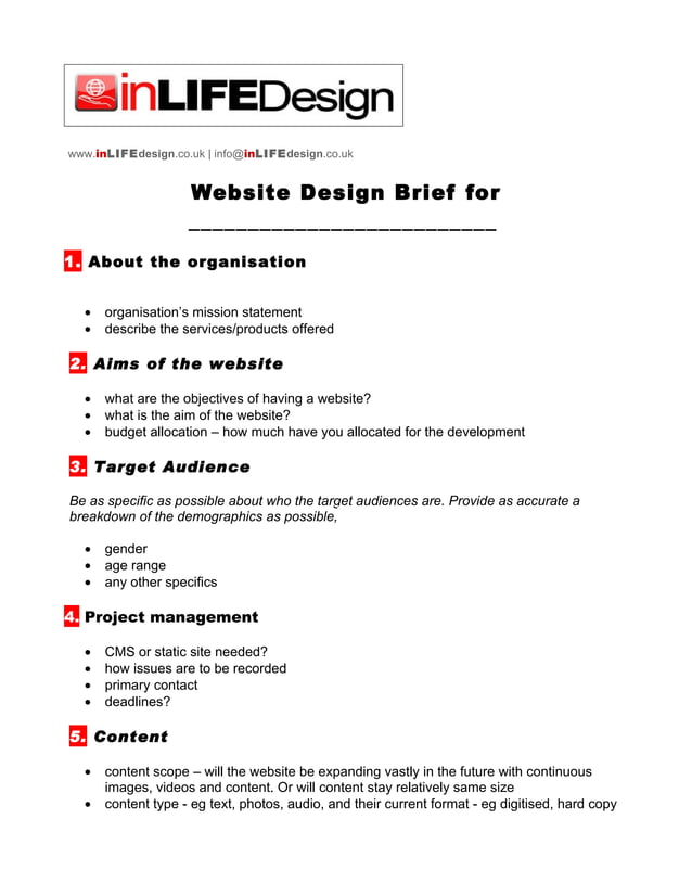  design brief template