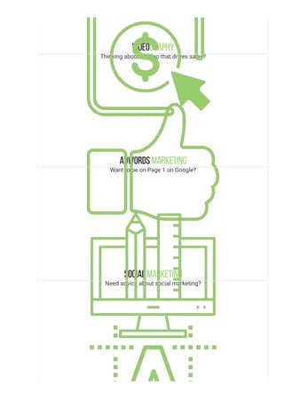 Videography
Thinking about a video that drives sales?
Adwords Marketing
Want to be on Page 1 on Google?
Social Marketing
Need advice about social marketing?
 
