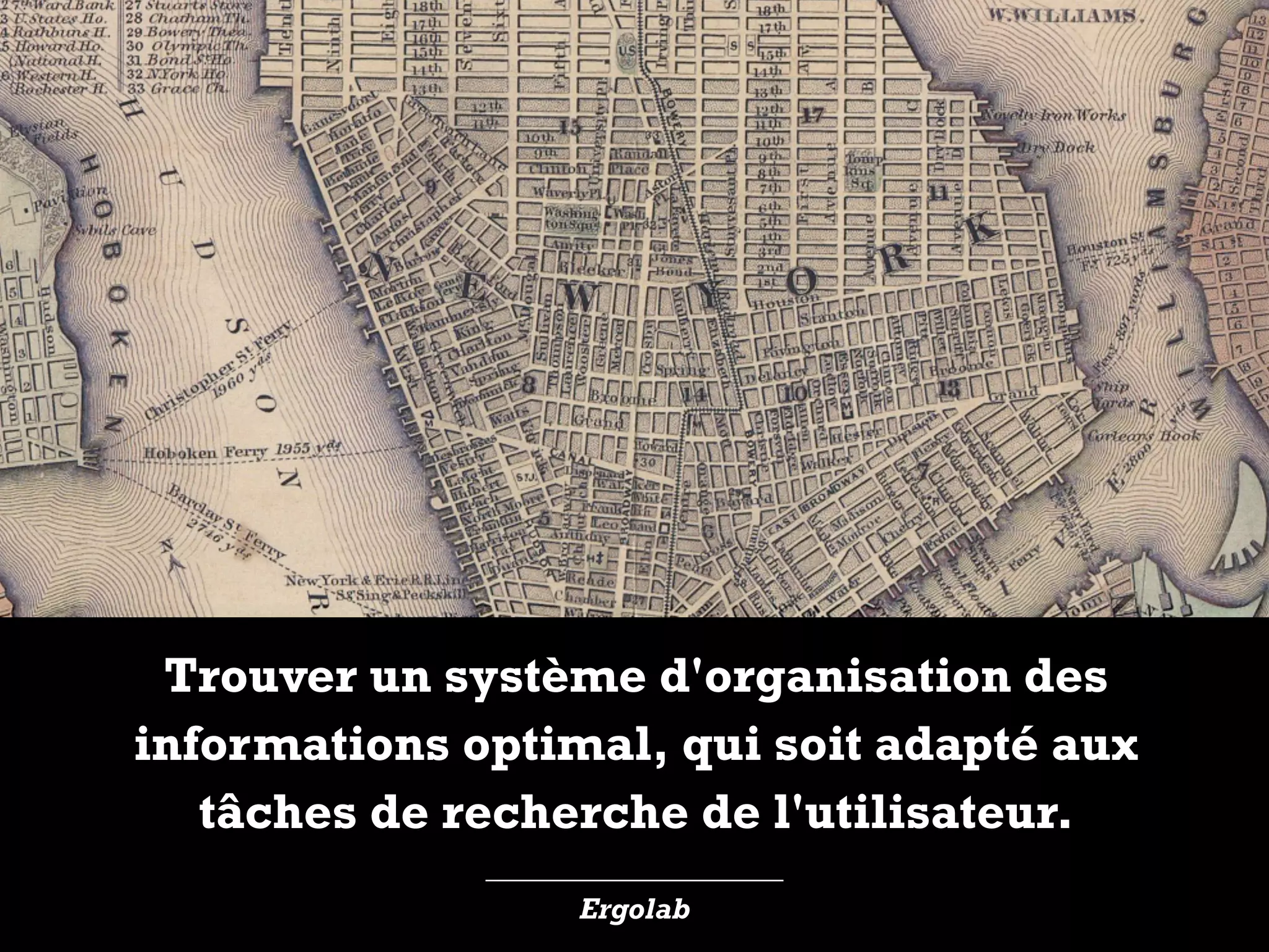 ____________________
Ergolab
Trouver un système d'organisation des
informations optimal, qui soit adapté aux
tâches de recherche de l'utilisateur.
 