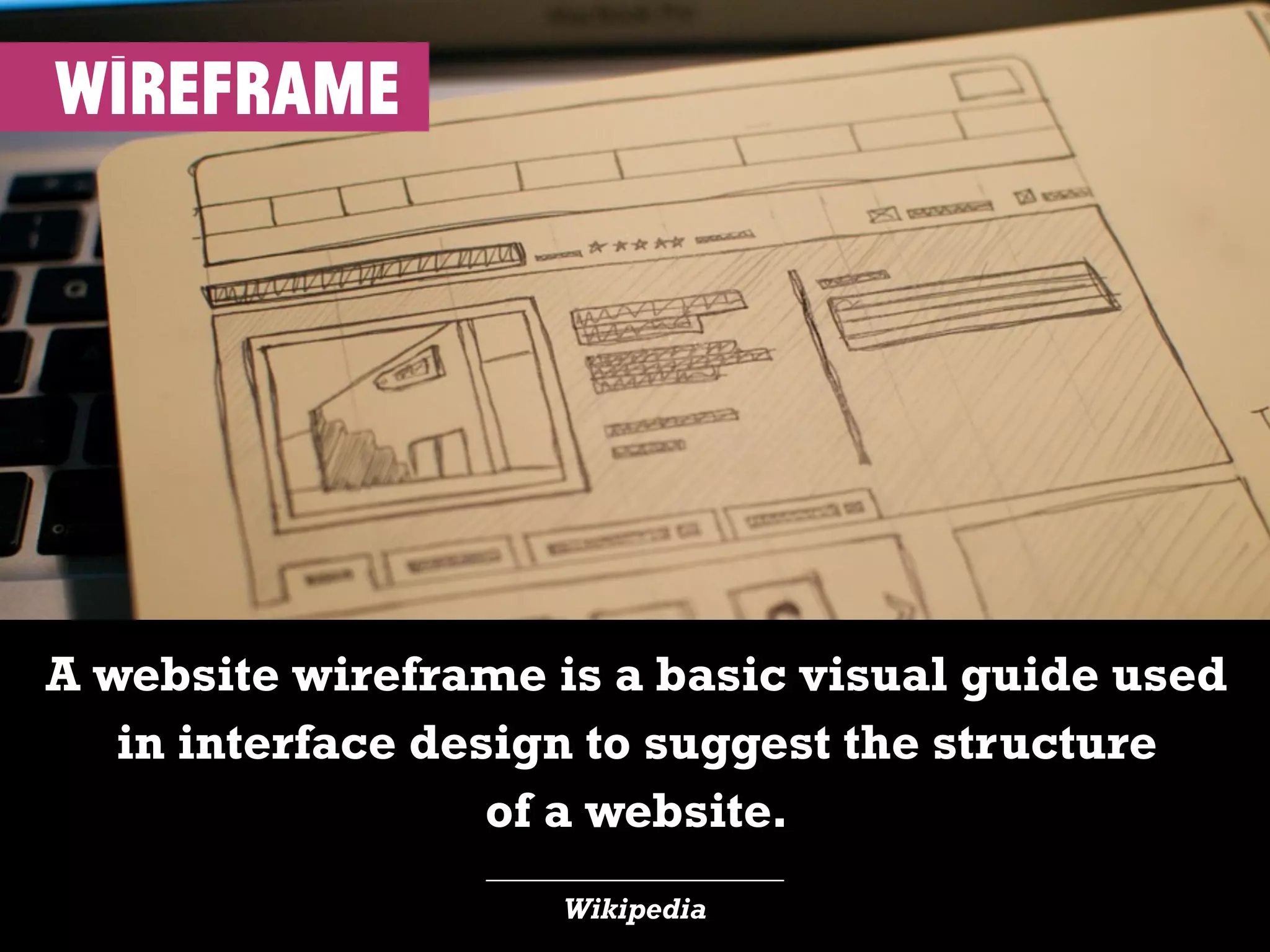 wireframe
____________________
Wikipedia
A website wireframe is a basic visual guide used
in interface design to suggest the structure
of a website.
 