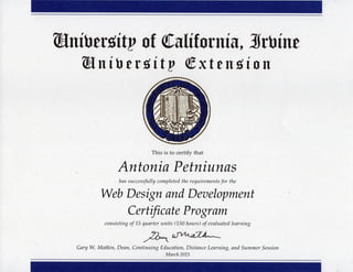 Web design diploma UC Irvine
