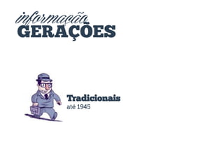 informação
GERAÇÕES

Tradicionais
até 1945

 