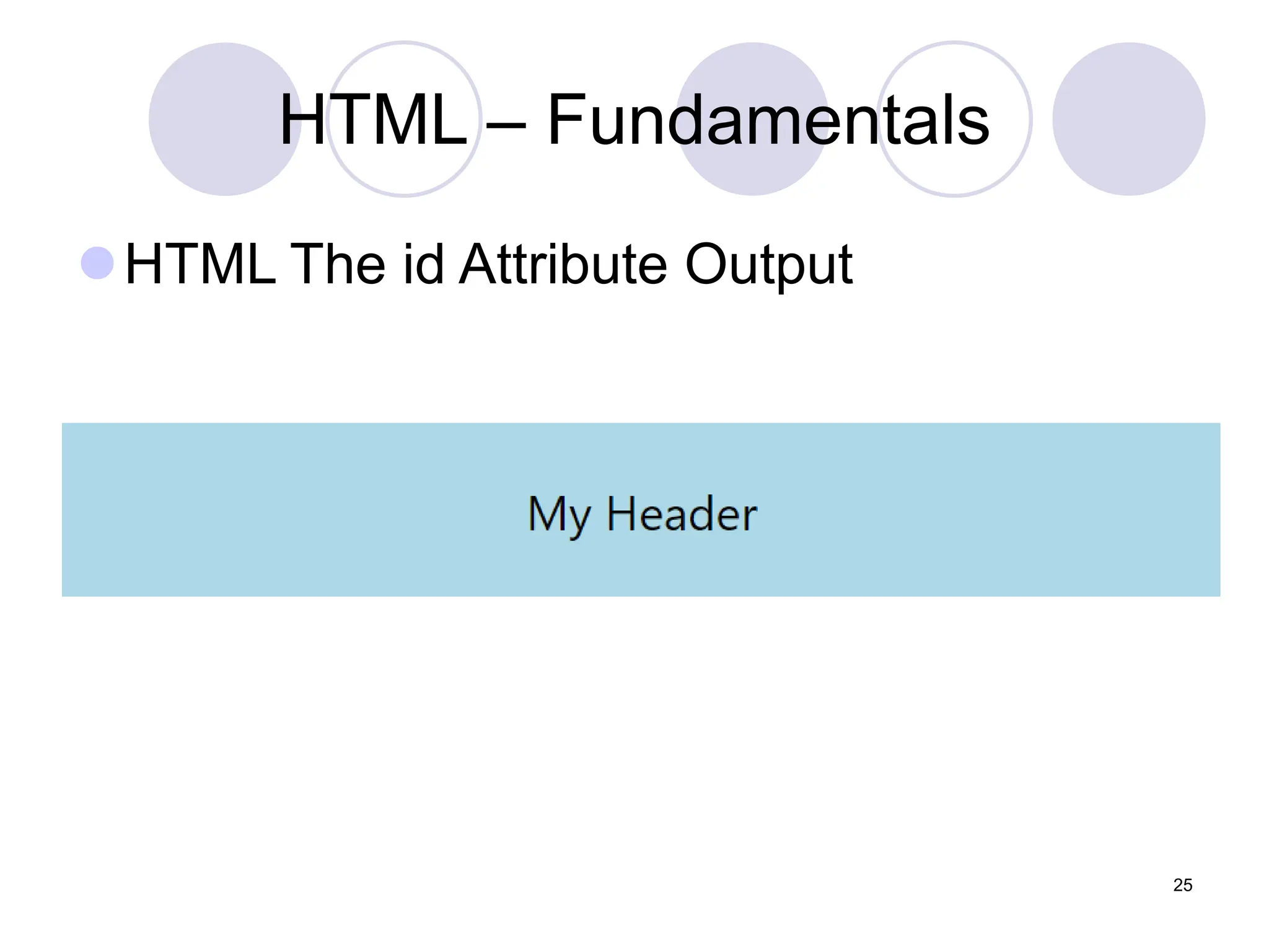 HTML – Fundamentals
HTML The id Attribute Output
25
 