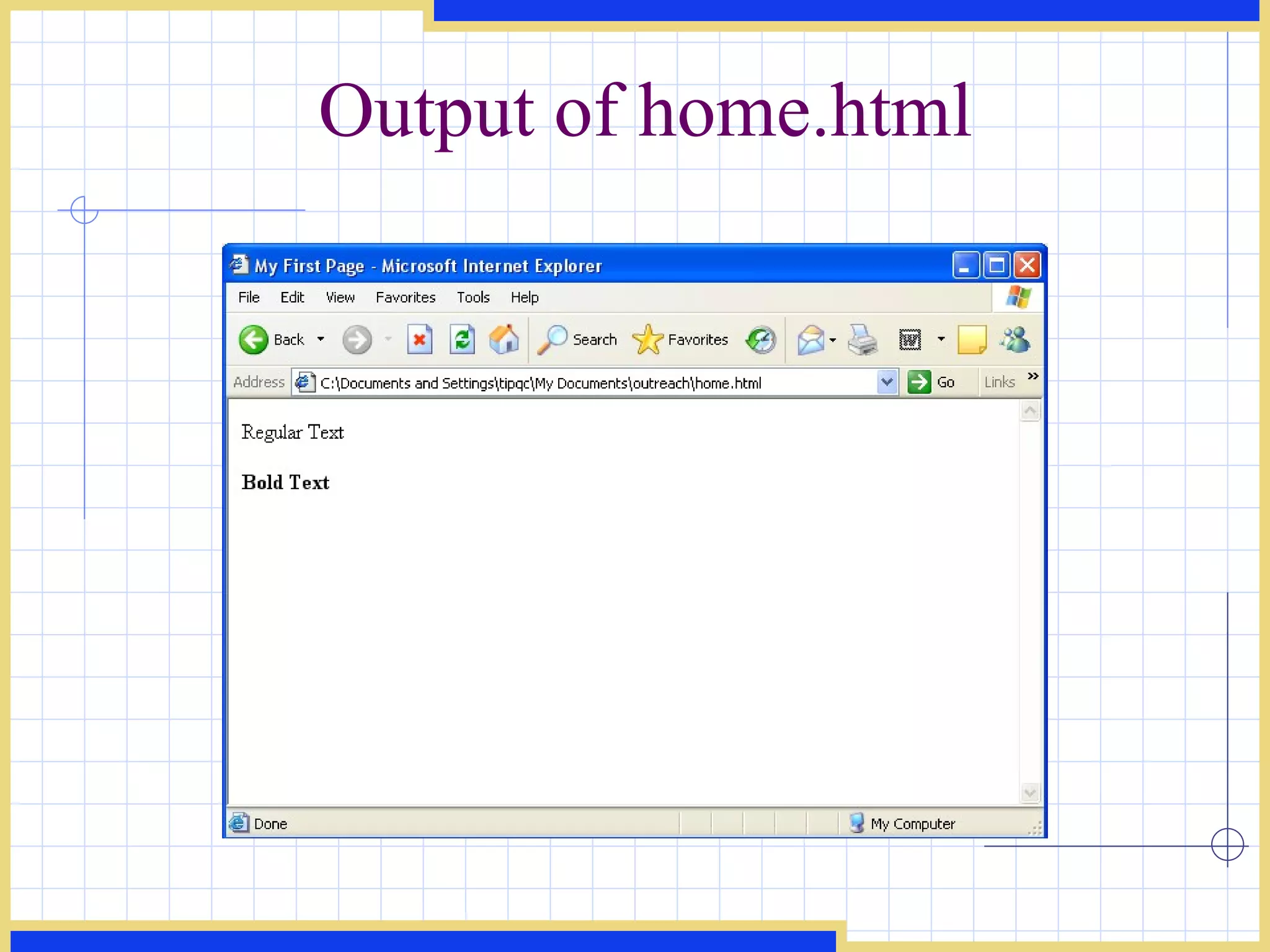 Output of home.html 