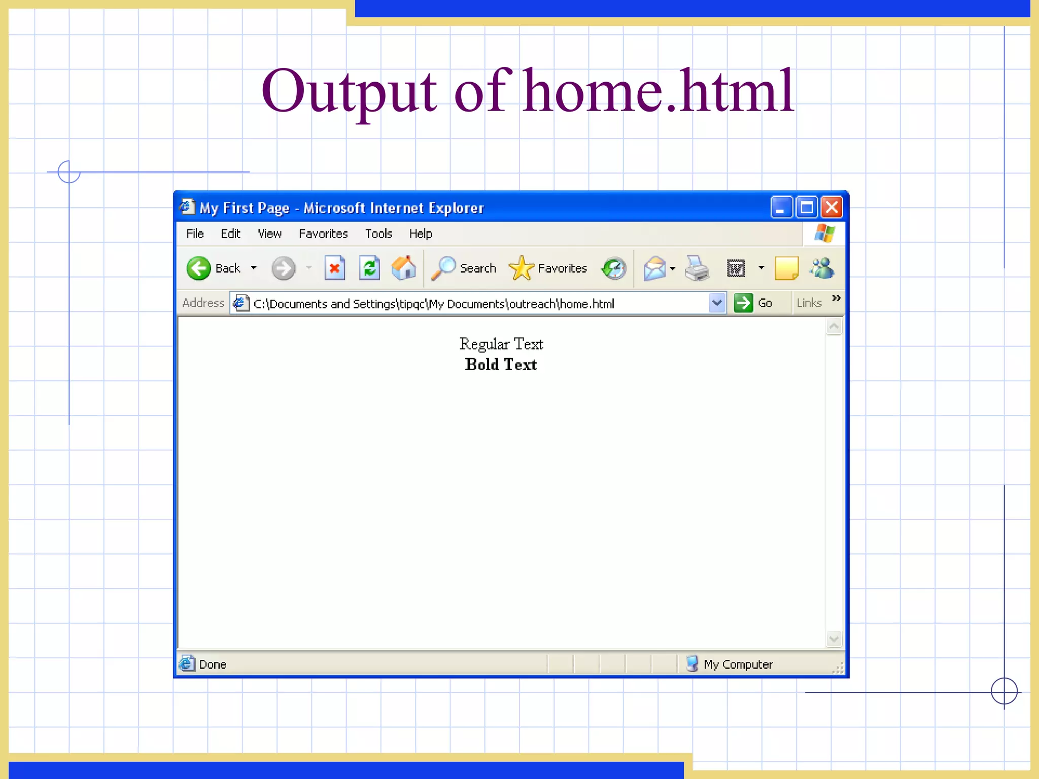 Output of home.html 