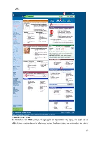 2004




Εικόνα 5-5-25 MSN 2004
Η ιστοσελίδα του MSN μοιάζει να έχει βρει το σχεδιαστικό της ύφος, για αυτό και οι
αλλαγές που γίνονται έχουν να κάνουν με μικρές διορθώσεις ώστε να ακολουθούν τις τάσεις


                                                                                    67
 