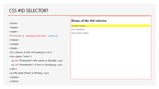 Div Id Example Css WEBSITE DESIGN AND DEVELOPMENT WITH CASCADING STYLE SHEETS(CSS) | PPT